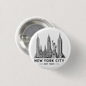 Illustration der Skyline von NYC mit der Freiheits Button (Vorne & Hinten)