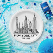 Illustration der Skyline von NYC mit der Freiheits Pappteller (Party)
