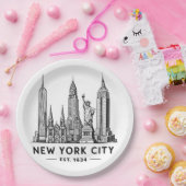 Illustration der Skyline von NYC mit der Freiheits Pappteller (Party)