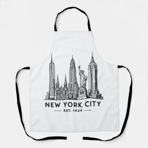Illustration der Skyline von NYC mit der Freiheits Schürze
