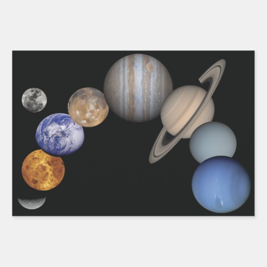 Illustration der Solarsystemplaneten Geschenkpapier Set (Vorderseite)