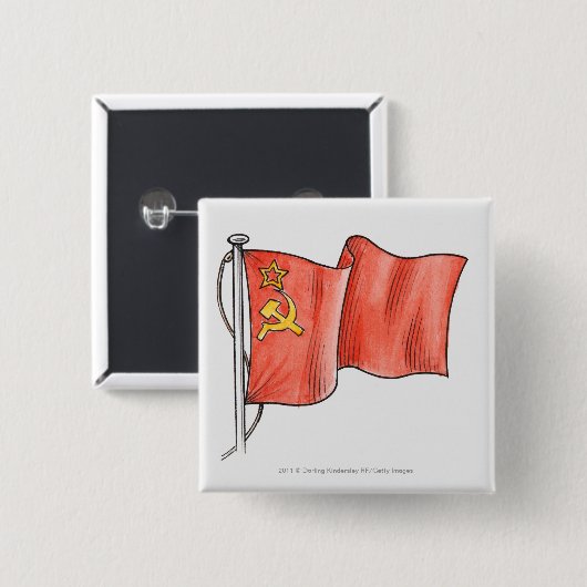 Illustration der sowjetischen Flagge Button (Vorne & Hinten)