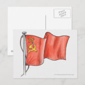 Illustration der sowjetischen Flagge Postkarte (Vorne/Hinten)