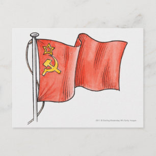 Illustration der sowjetischen Flagge Postkarte