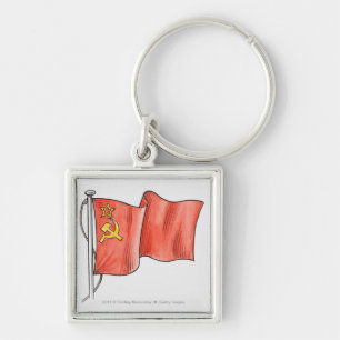 Illustration der sowjetischen Flagge Schlüsselanhänger