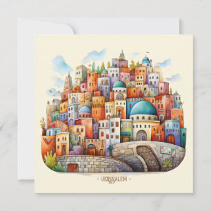 Illustration der Stadt Jerusalem Feiertagskarte