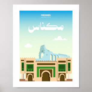 Illustration der Stadt Meknes Marokko Poster