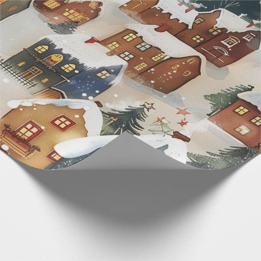 Illustration der Stadt Weihnachten in niedlich Geschenkpapier (Ecke)