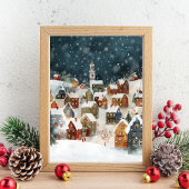 Illustration der Stadt Weihnachten in niedlich Poster