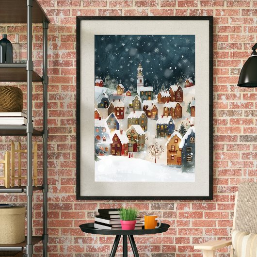 Illustration der Stadt Weihnachten in niedlich Poster