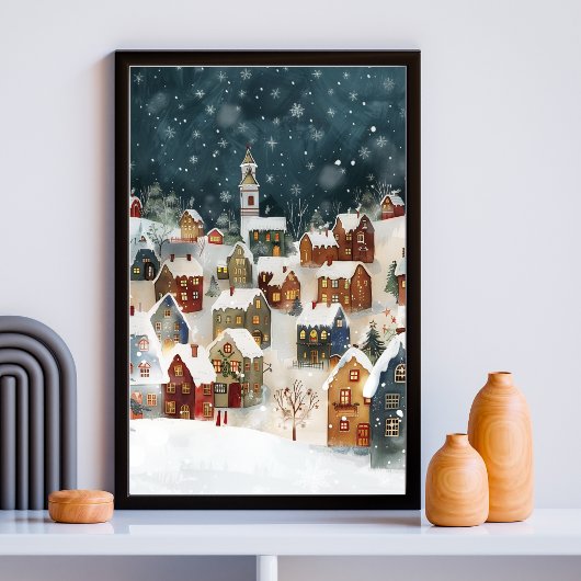Illustration der Stadt Weihnachten in niedlich Poster