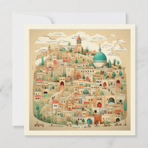 Illustration der Stadtlandschaft Palästinas Feiertagskarte