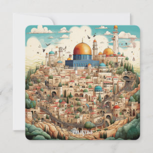 Illustration der Stadtlandschaft Palästinas Feiertagskarte