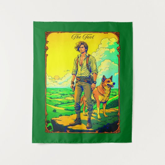 Illustration der Tarot-Karte, der Dummkopf Wandteppich (Vorderseite)