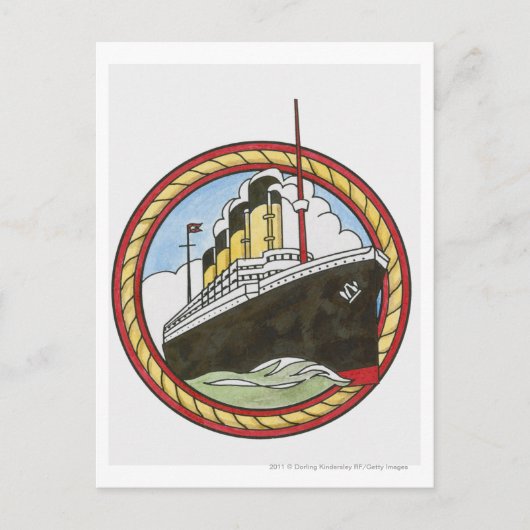 Illustration der Titanic Postkarte (Vorderseite)