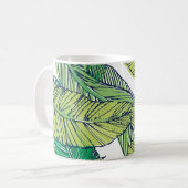Illustration der tropischen Inselblätter/Vintag Kaffeetasse (Vorderseite Links)