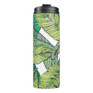 Illustration der tropischen Inselblätter/Vintag Thermosbecher