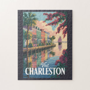 Illustration der Uferpromenade von Charleston Sout Puzzle