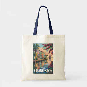 Illustration der Uferpromenade von Charleston Sout Tragetasche