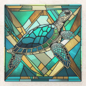 Illustration der verketteten Glasschildkröte Glasuntersetzer (Vorderseite)