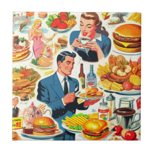 Illustration der Vintagen 50er-Jahre-Food-Comic Fliese