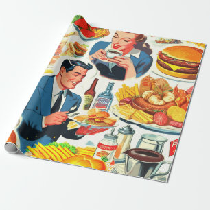 Illustration der Vintagen 50er-Jahre-Food-Comic Geschenkpapier