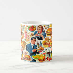 Illustration der Vintagen 50er-Jahre-Food-Comic Kaffeetasse