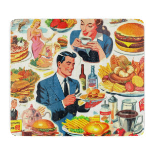 Illustration der Vintagen 50er-Jahre-Food-Comic Schneidebrett