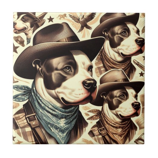 Illustration der Vintagen amerikanischen Pit Bull Fliese (Vorderseite)