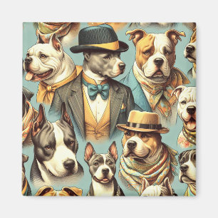 Illustration der Vintagen amerikanischen Pit Bull Magnet
