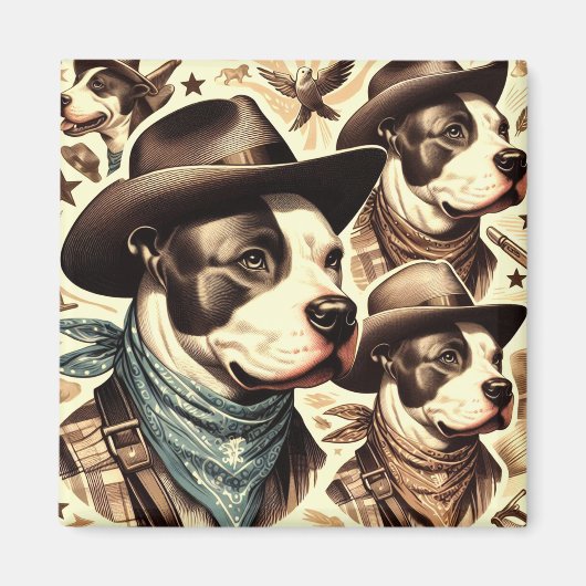 Illustration der Vintagen amerikanischen Pit Bull  Magnet (Vorne)