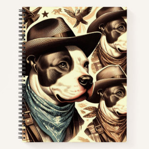 Illustration der Vintagen amerikanischen Pit Bull Notizblock