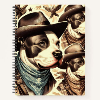 Illustration der Vintagen amerikanischen Pit Bull Notizblock
