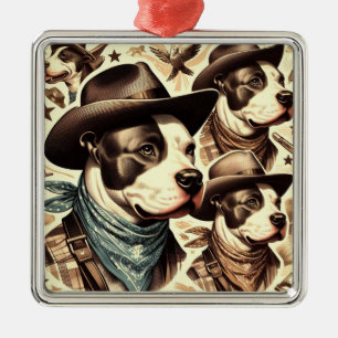 Illustration der Vintagen amerikanischen Pit Bull  Ornament Aus Metall