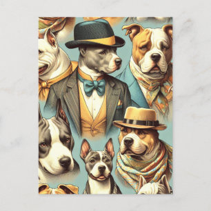 Illustration der Vintagen amerikanischen Pit Bull Postkarte