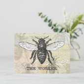 Illustration der Vintagen Arbeiterbiene Einladung (Stehend Vorderseite)