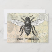 Illustration der Vintagen Arbeiterbiene Einladung (Vorderseite)