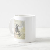 Illustration der Vintagen Arbeiterbiene Kaffeetasse (Vorderseite Links)