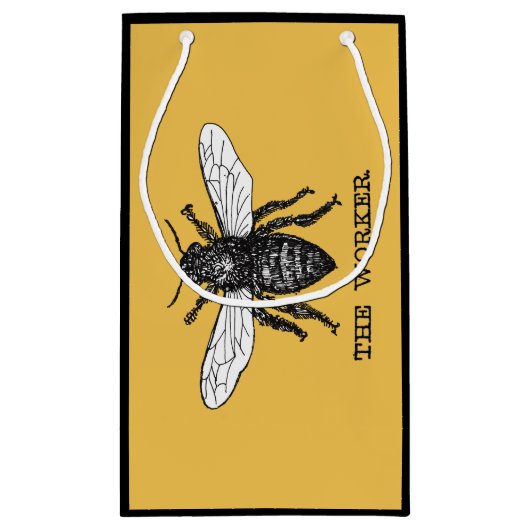 Illustration der Vintagen Arbeiterbiene Kleine Geschenktüte (Rückseite)