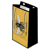 Illustration der Vintagen Arbeiterbiene Kleine Geschenktüte (Vorderseite Schrägansicht)