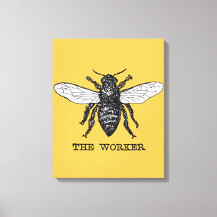 Illustration der Vintagen Arbeiterbiene Leinwanddruck