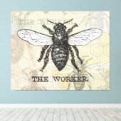 Illustration der Vintagen Arbeiterbiene Leinwanddruck (Insitu (Holzboden))