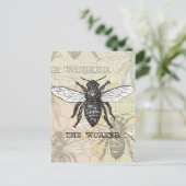 Illustration der Vintagen Arbeiterbiene Postkarte (Stehend Vorderseite)