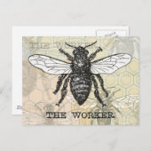 Illustration der Vintagen Arbeiterbiene Postkarte (Vorne/Hinten)