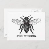 Illustration der Vintagen Arbeiterbiene Postkarte (Vorne/Hinten)