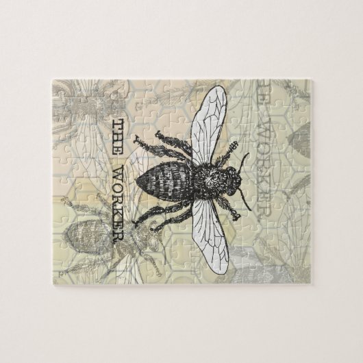 Illustration der Vintagen Arbeiterbiene Puzzle (Horizontal)