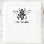 Illustration der Vintagen Arbeiterbiene Rechteckiger Aufkleber (Tasche)