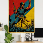 Illustration der Vintagen Armee - stark und verein Poster (Heimbüro)