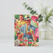 Illustration der Vintagen Bar der 50er Jahre Postkarte (Stehend Vorderseite)