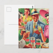 Illustration der Vintagen Bar der 50er Jahre Postkarte (Vorne/Hinten)